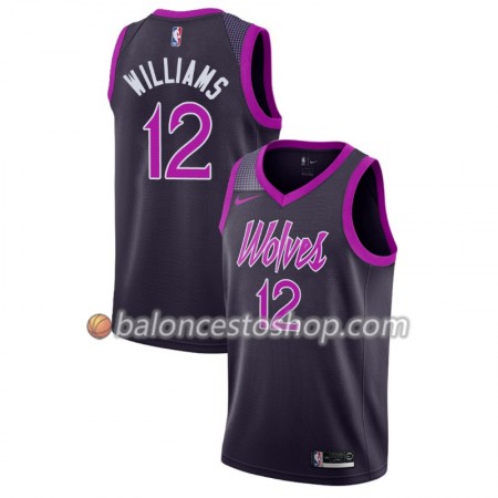 Camiseta Hombre NBA Minnesota Timberwolves C.J. Williams 12 2018-19 Nike City Edition Violeta Swingman